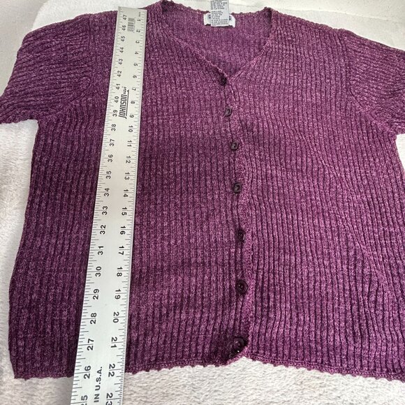 Prophecy By Sag Harbor Womens Purple Knit Cardigan Sweater 2X Silk Blend Buttons - Picture 7 of 9